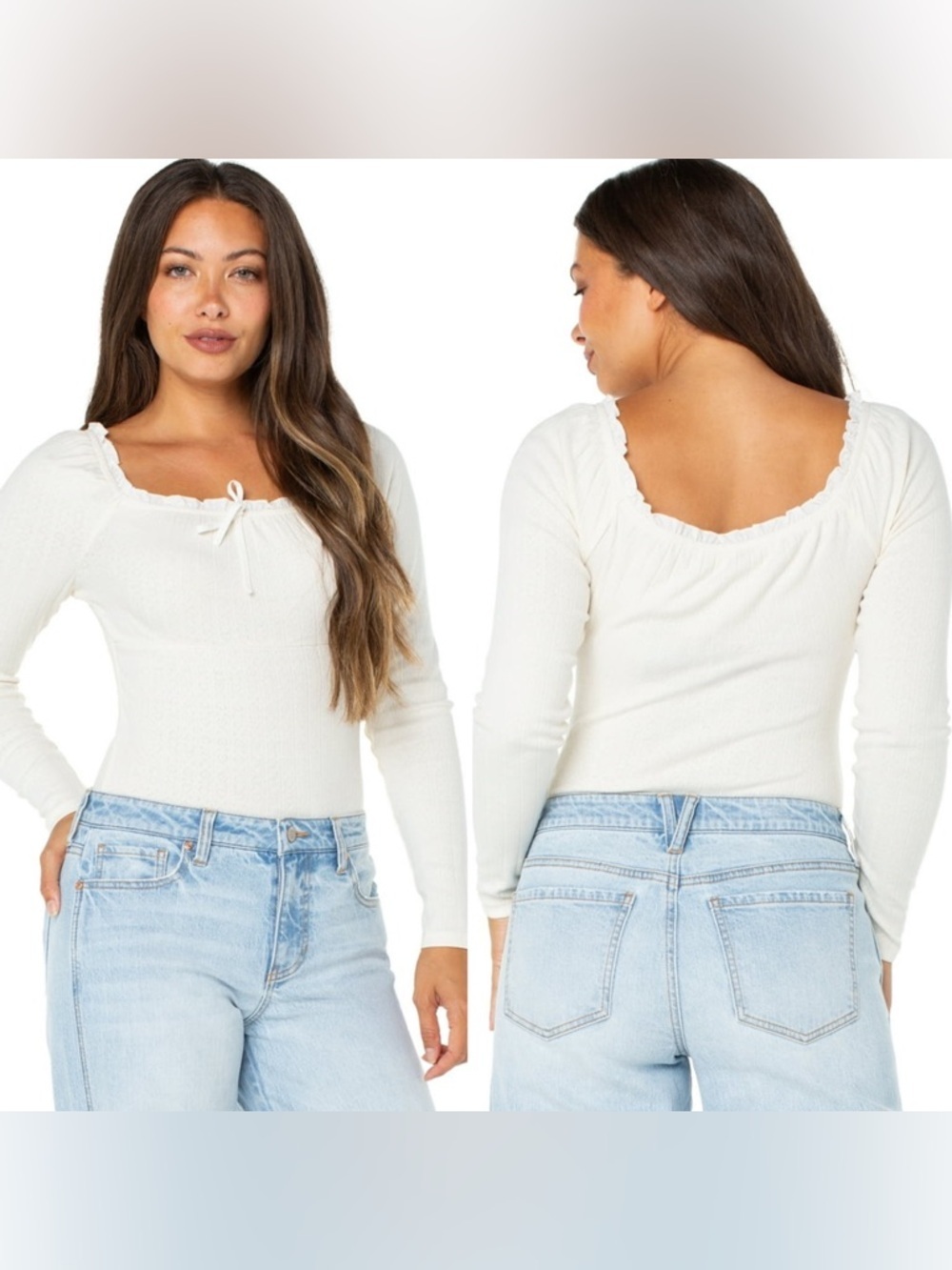 Celebrity Pink White Ivory Long Sleeve Bodysuit Women’s Size Medium NWT